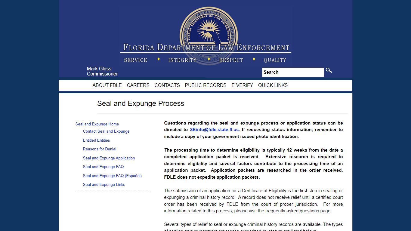 Seal and Expunge Home - fdle.state.fl.us
